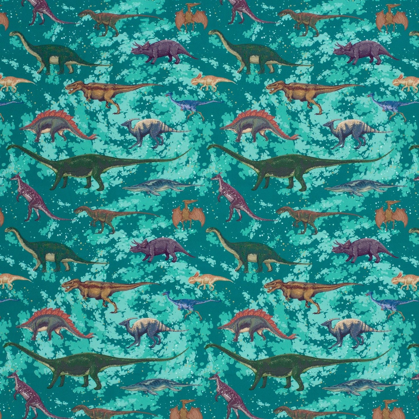 Image de tissu lycra pour maillots de bain avec protection UPF50 – dino 200 g/m² – disponible chez Šarlotes audumi