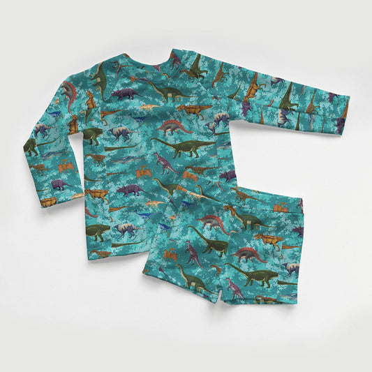 Image of swimsuit lycra fabric with UPF50 protection – dino 200 g/m² – available at Šarlotes audumi