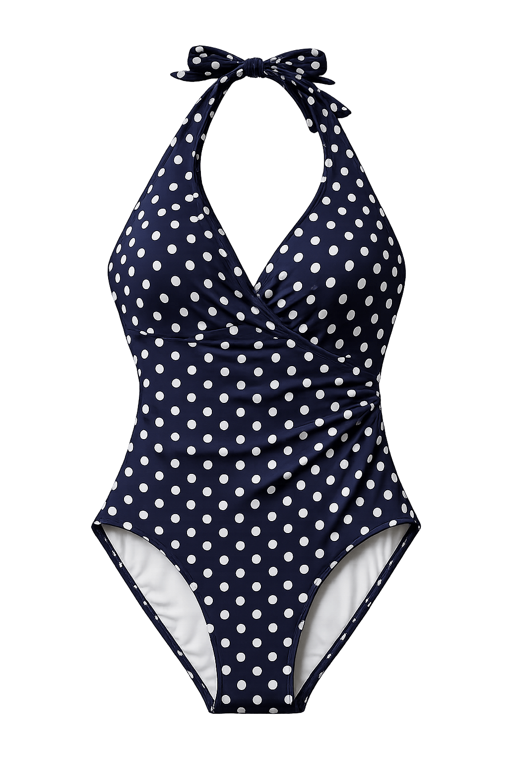Image en tissu de maillot de bain en lycra - pois sur fond bleu foncé 155 g/m² – disponible chez Šarlotes audumi