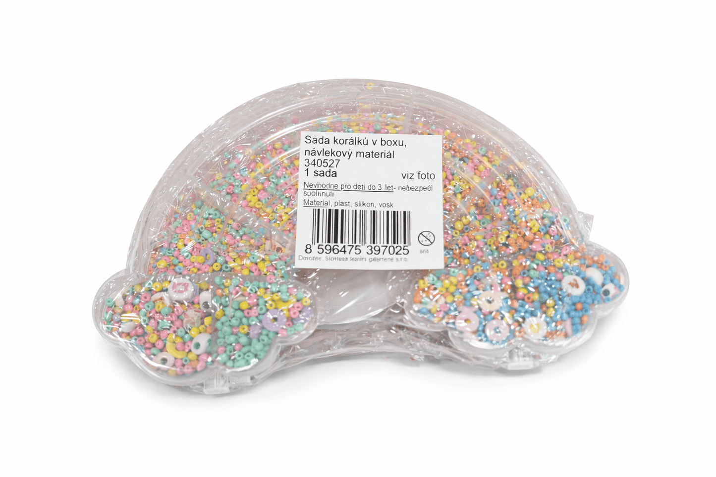 Image avec un ensemble de perles dans une boîte – perles décoratives colorées et cordelette (0,8 mm) – disponible chez Šarlotes audumi
