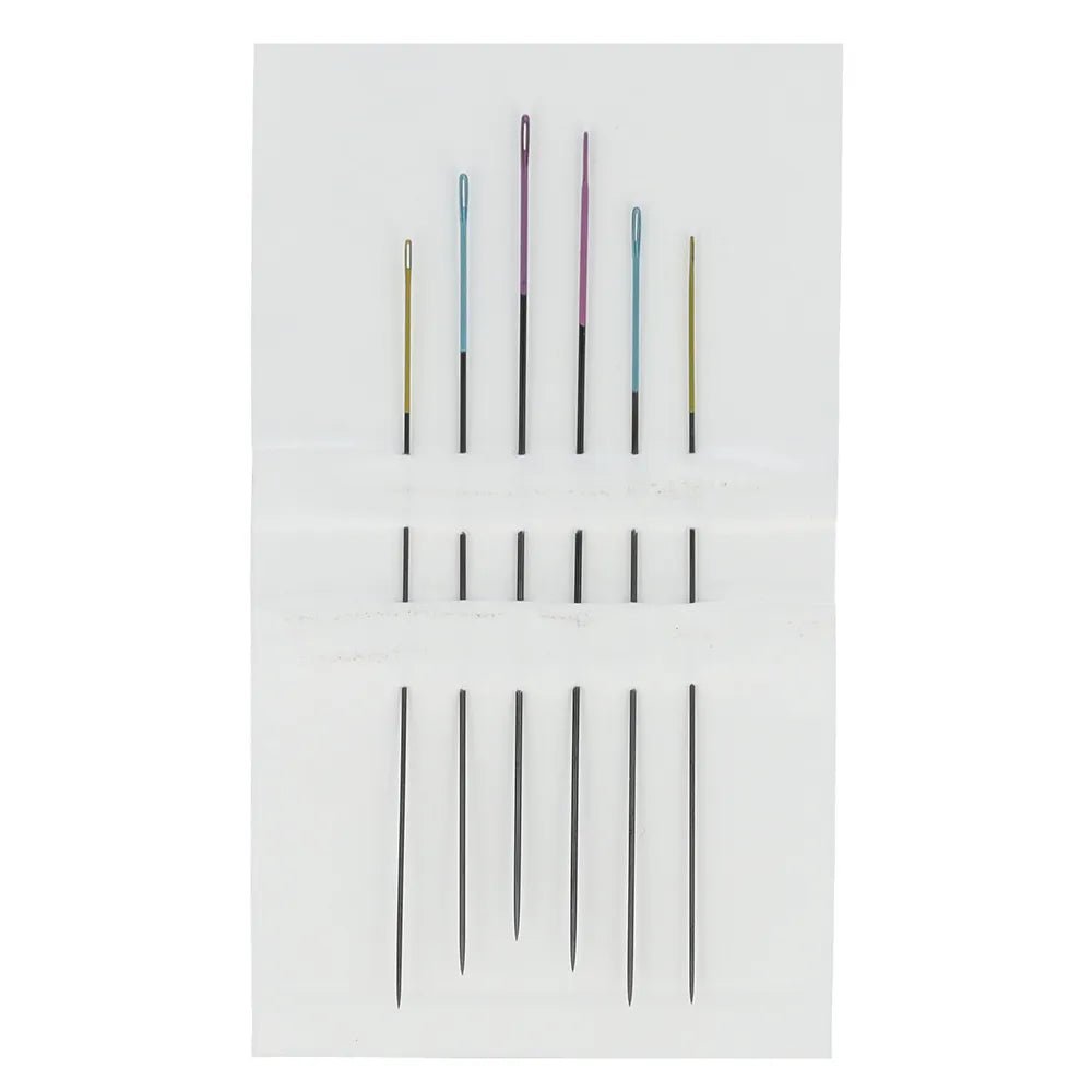 Image de aiguilles à perler noires avec chas coloré n° 10–12 (6 pièces) Pony – disponible chez Šarlotes audumi