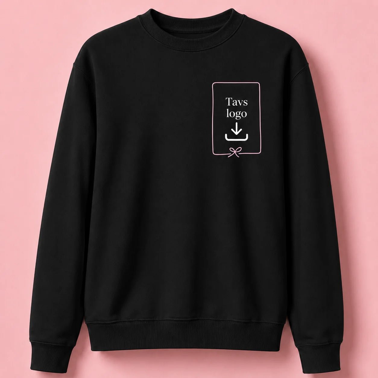 Bild eines personalisierten Pullovers mit deinem Logo – schwarz, online erhältlich bei Šarlotes audumi