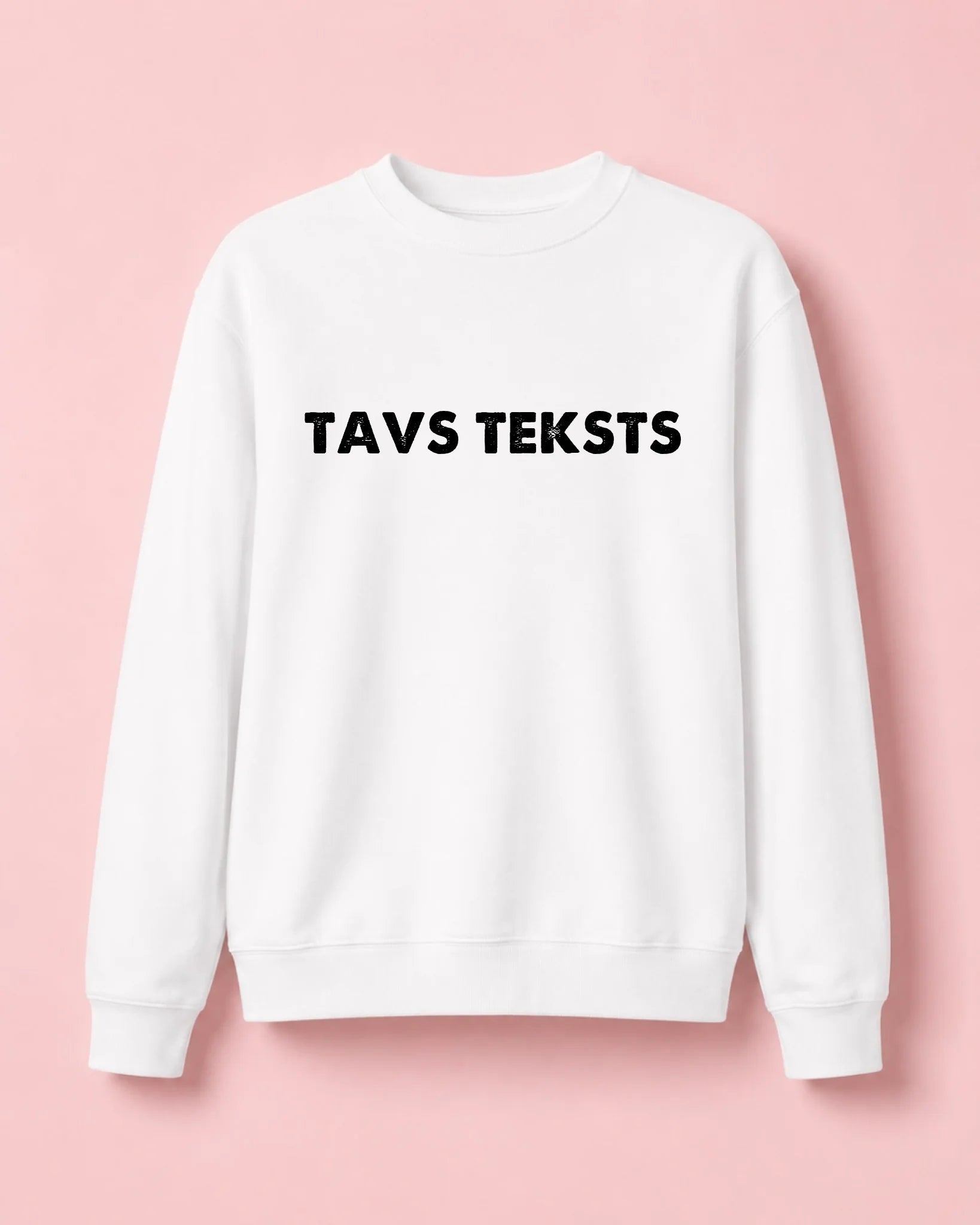 Bild eines personalisierten Pullovers mit deinem Text – online erhältlich bei Šarlotes audumi