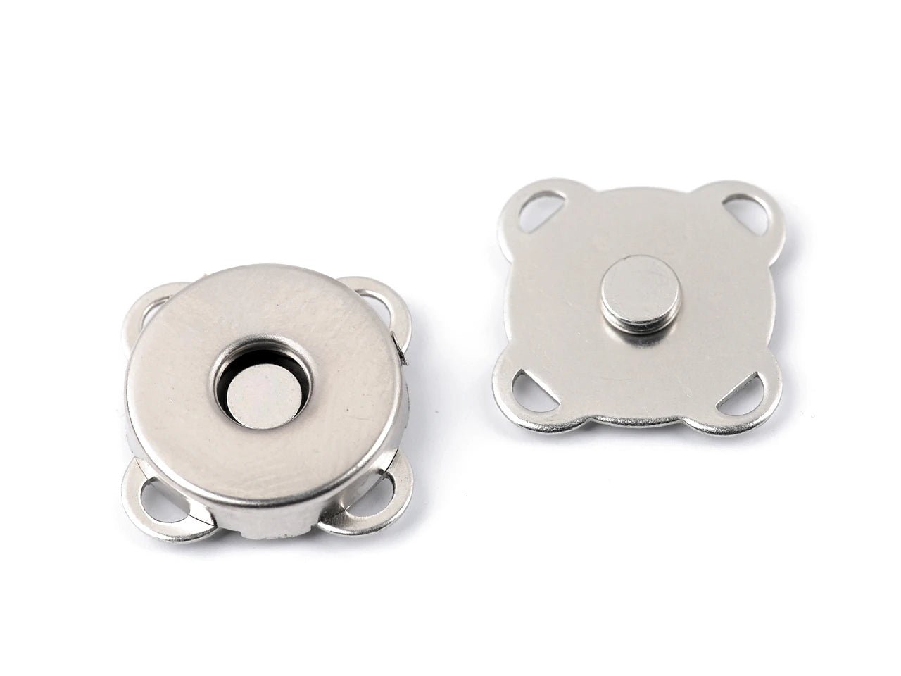 Sew-on magnetic clasp Ø14 mm silver (5 pcs per set)