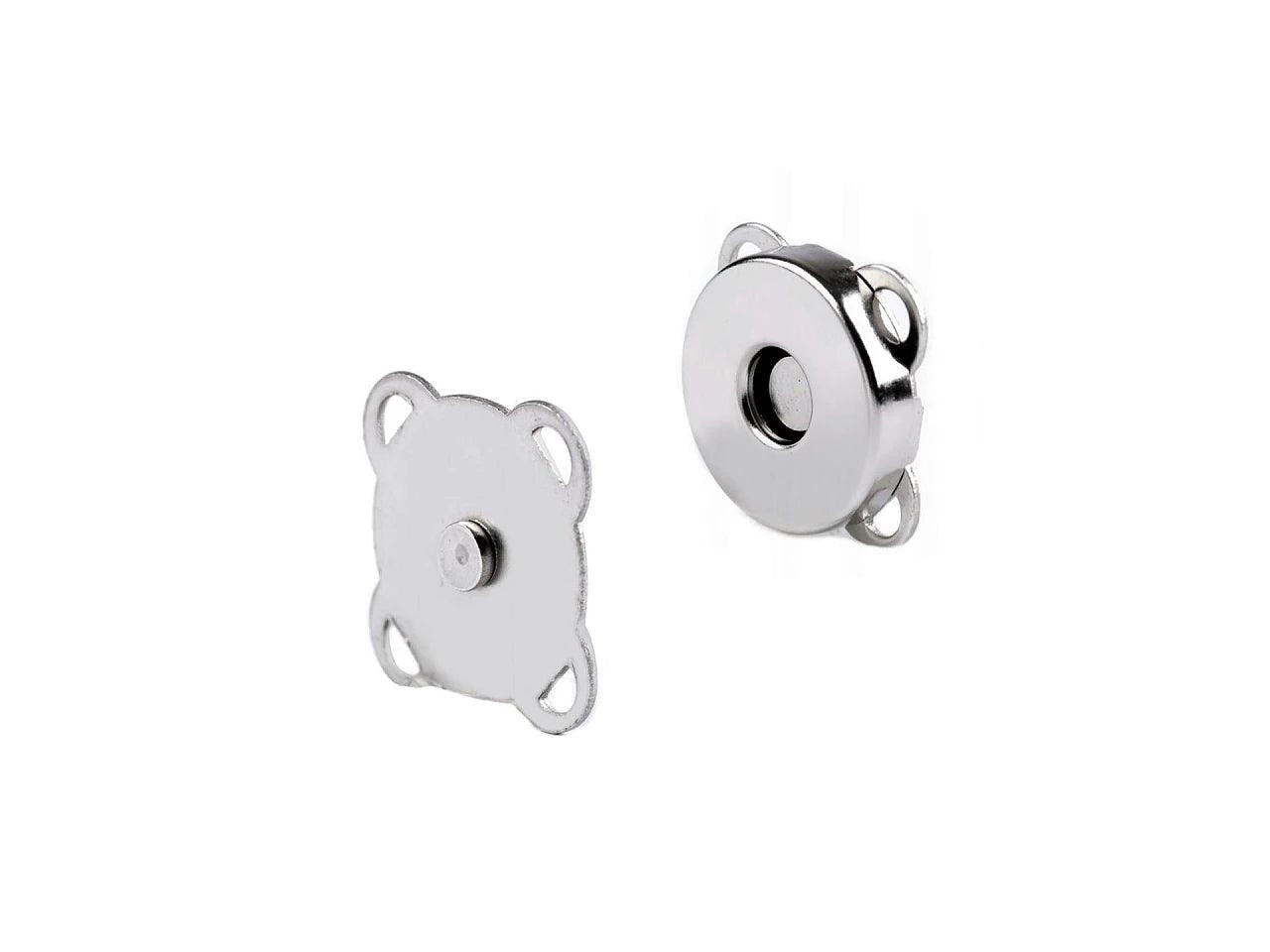 Sew-on magnetic clasp Ø14 mm-silver (5 pcs per set)