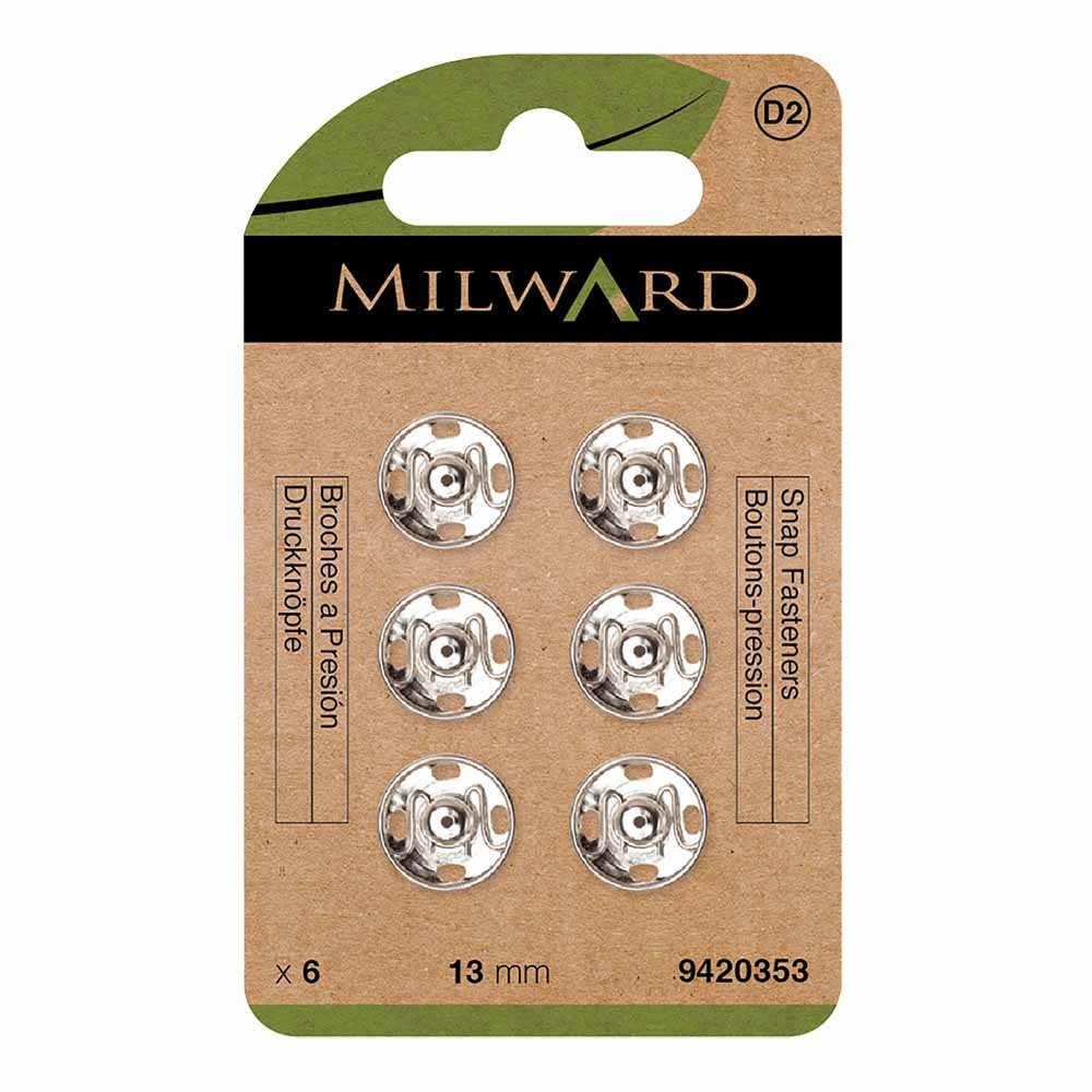 Boutons-pression à coudre Ø13 mm Milward - argent