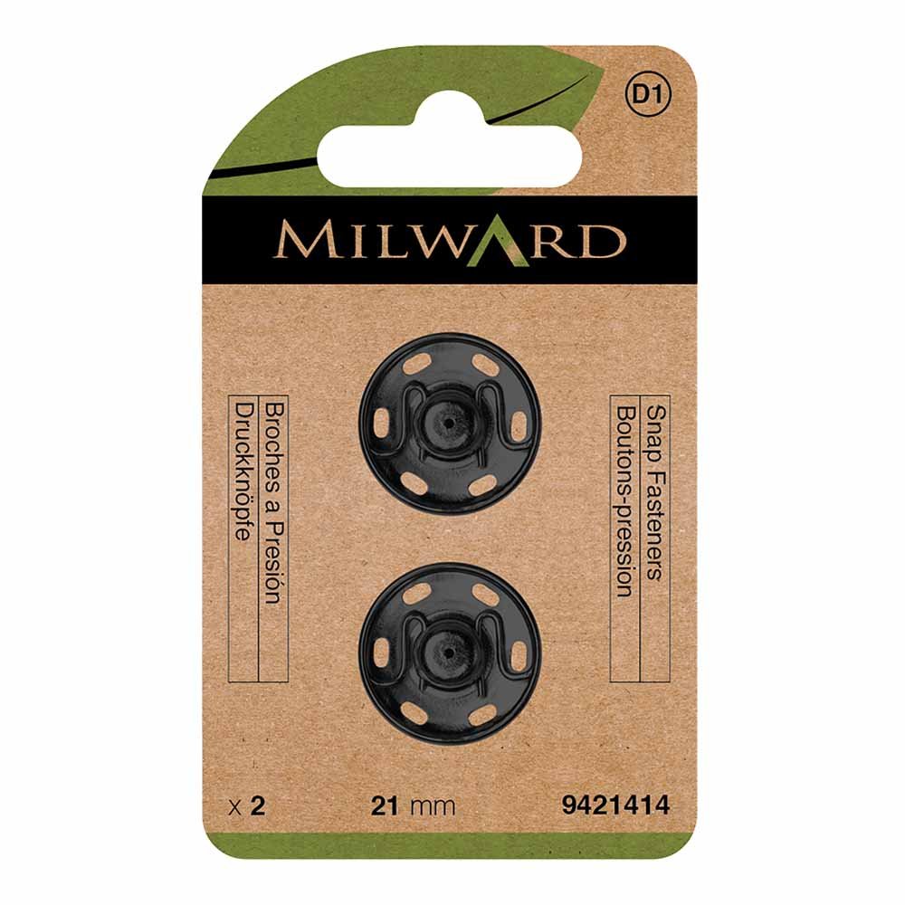 Sew-on snap fasteners Ø21 mm Milward - black