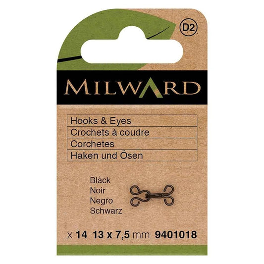 Sew-on hook and loop fasteners 13 x7,5 mm - black
