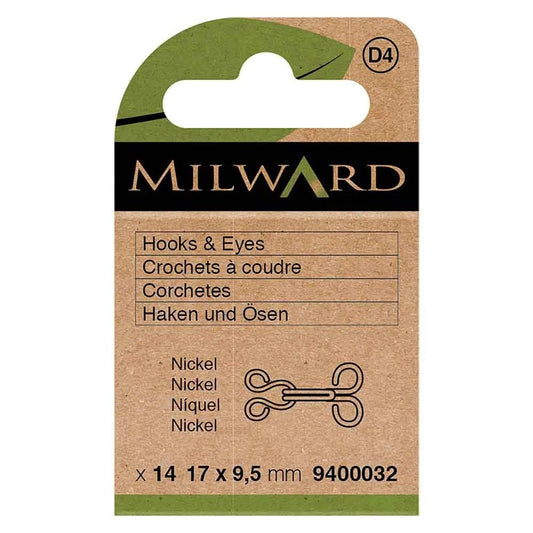 Sew-on hook and loop fasteners 17 x 9.5 mm - silver