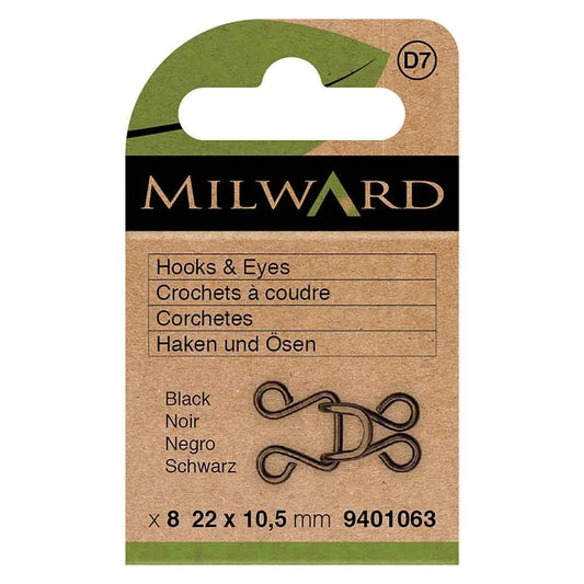 Sew-on hook and loop fasteners 22x10.5 mm - black