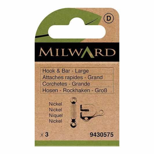 alt
Sew-on hook and bar fasteners, size L - nickel-plated (3 pairs per pack)