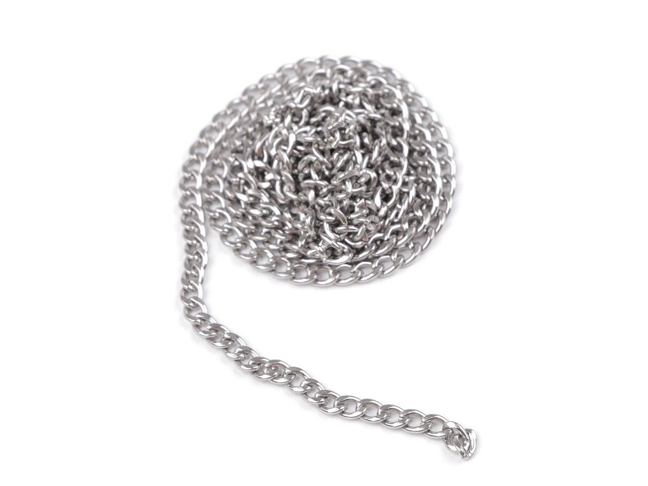Flat stainless steel chain, 3.7 mm, 1 m