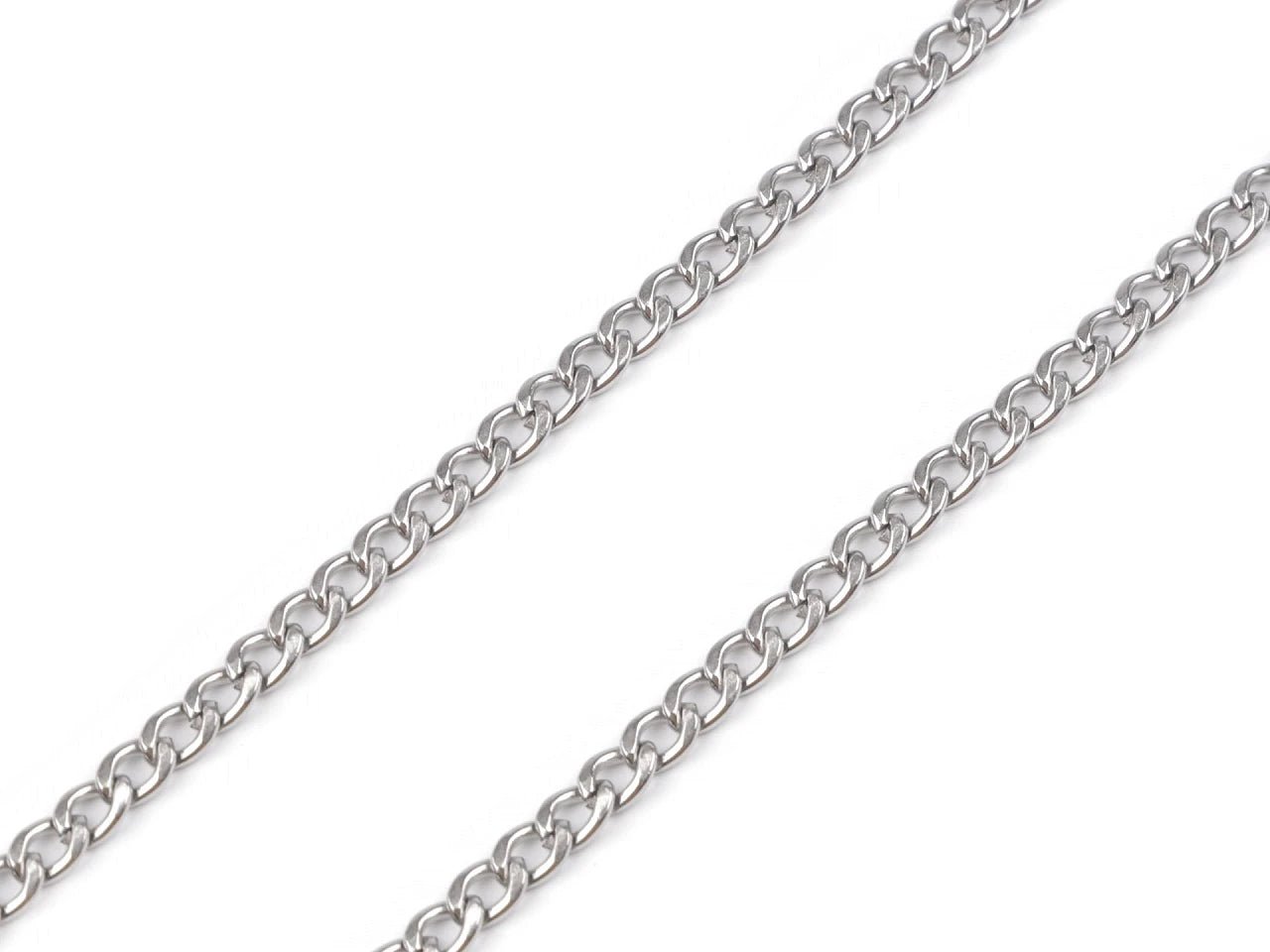 Flat stainless steel chain, 3.7 mm, 1 m