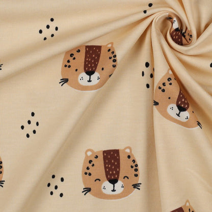 Thin cotton knit fabric - leopard cubs 200 g/m²