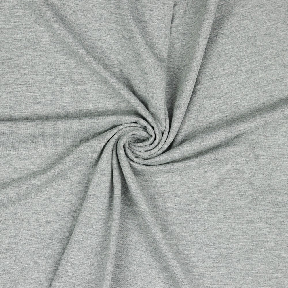 Jersey de coton fin - gris chiné 215 g/m²