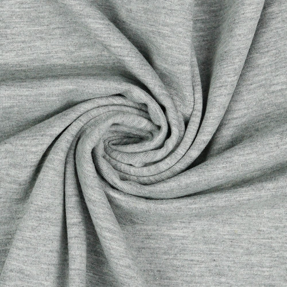Tricot de coton fin - gris chiné 215 g/m²