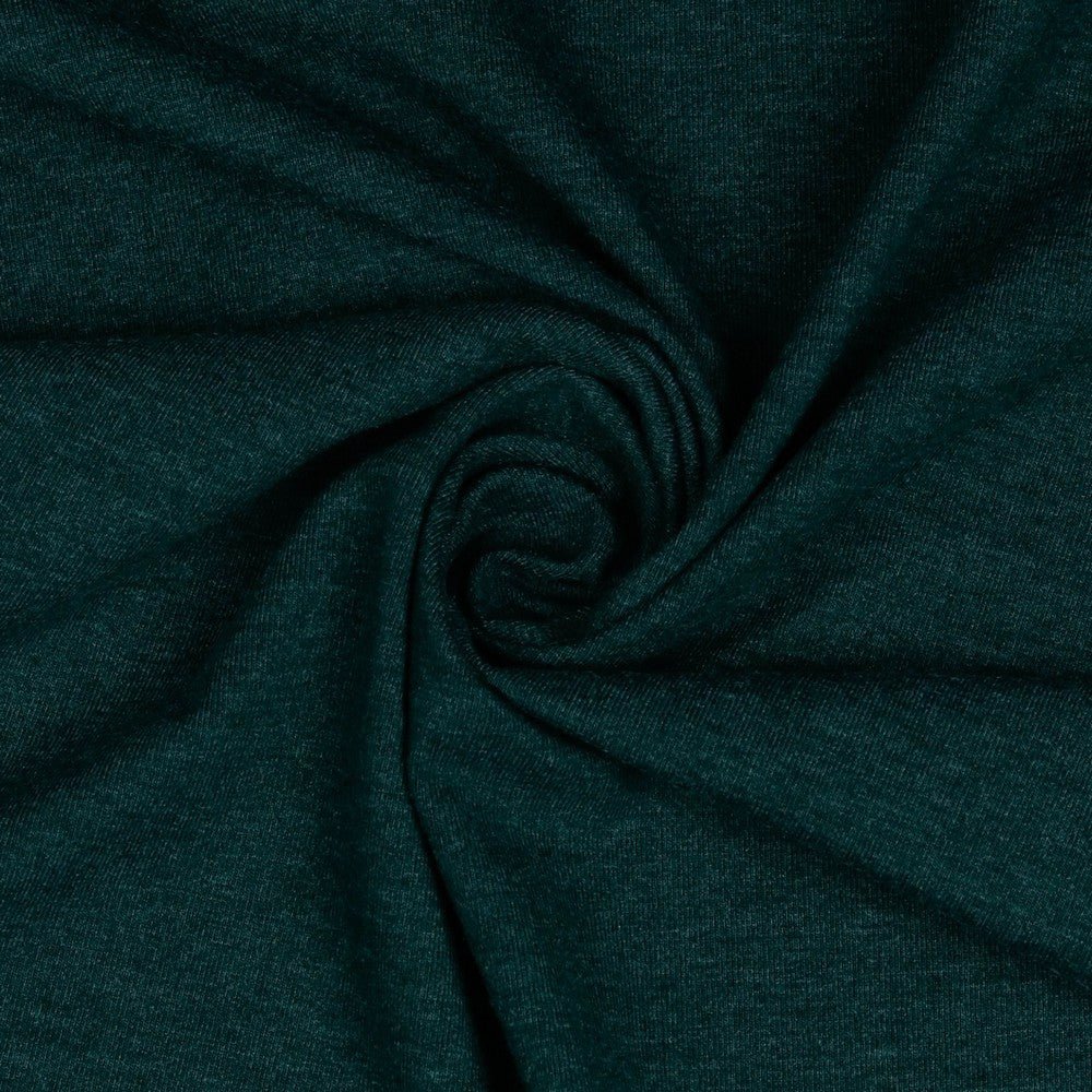 Jersey de coton fin - chiné vert foncé 215 g/m²