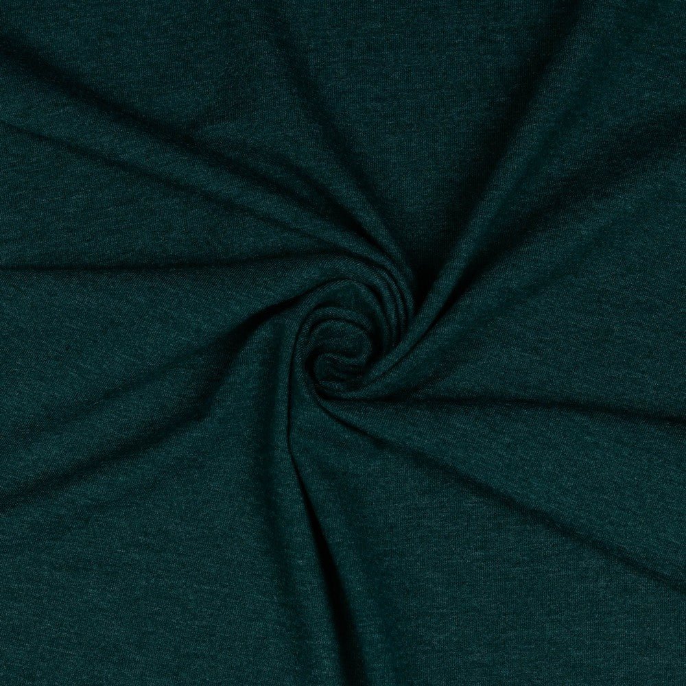 Jersey de coton fin - vert foncé chiné 215 g/m²
