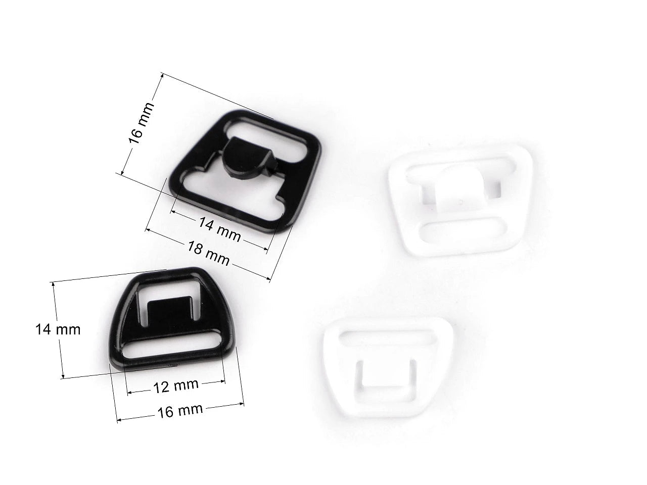 Image de fermoirs en plastique pour soutiens-gorge |12 mm, lot de 10 pièces – disponible chez Šarlotes audumi