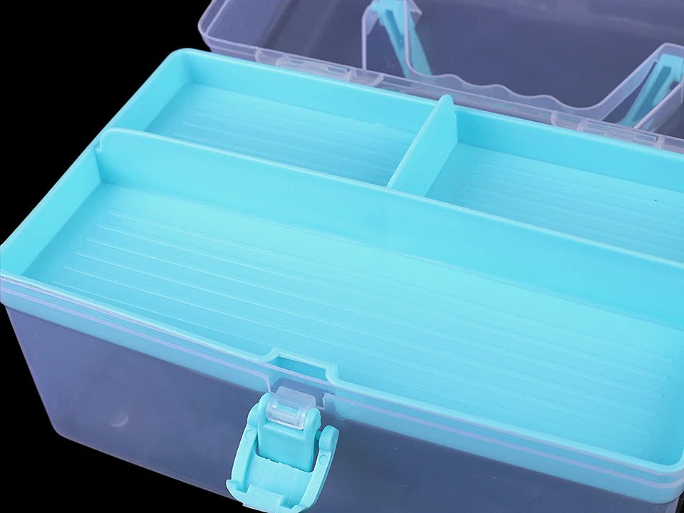 Plastmasas kaste ar rokturi rokdarbiem