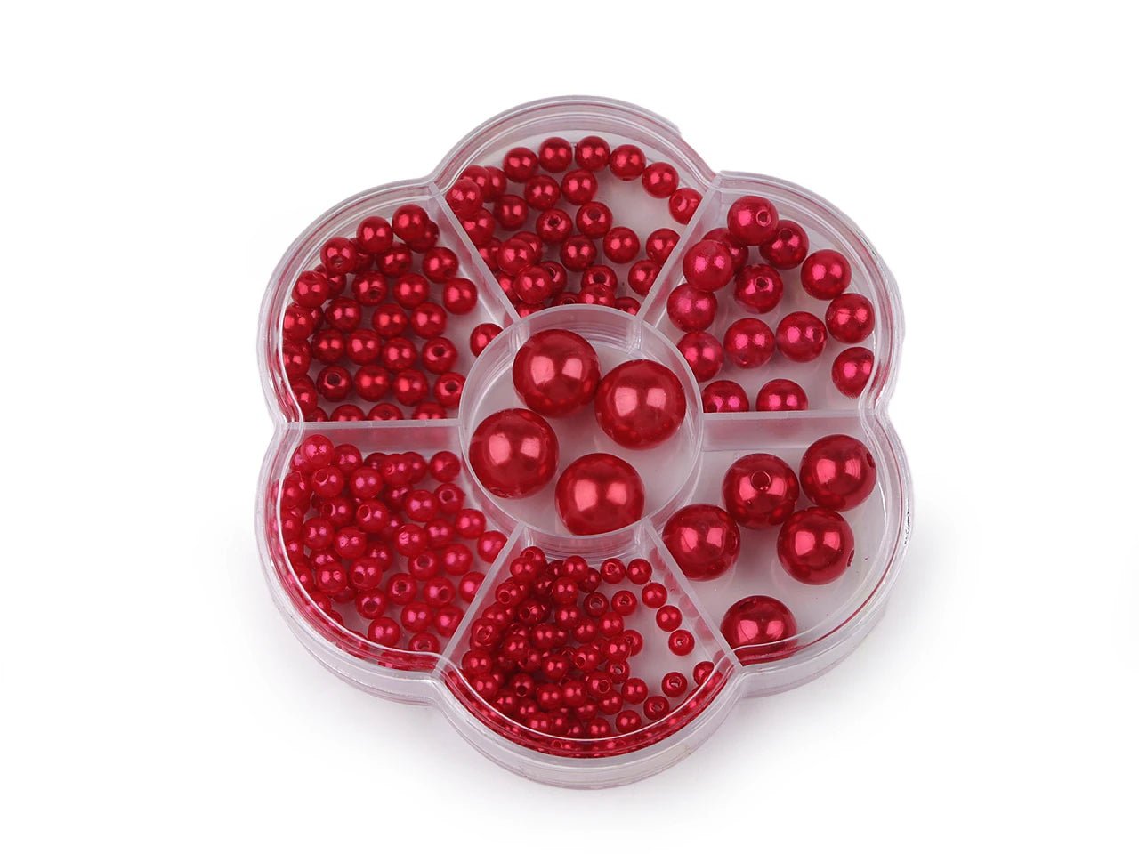 Plastic bead set in a flower-shaped box