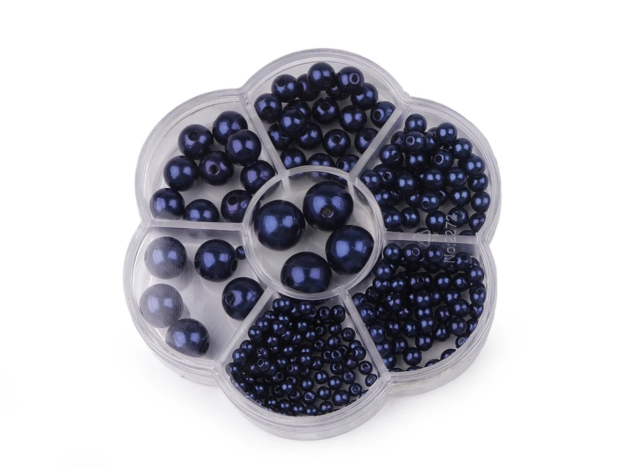 Plastic bead set in a flower-shaped box