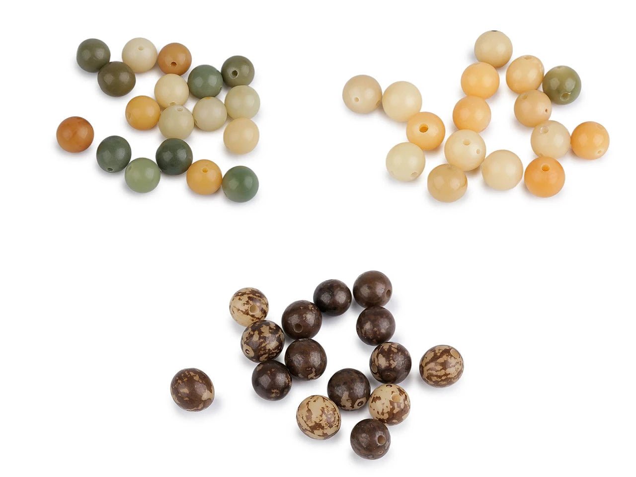 Perles en plastique imitation agate naturelle Ø11–13 mm, 20 g – mix – disponible chez Šarlotes audumi