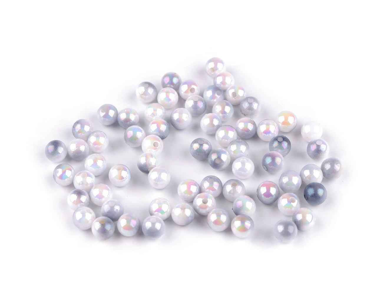 Image of Plastic beads with a pearlescent effect Ø8 mm 20 g| assorted shades – available at Šarlotes audumi
