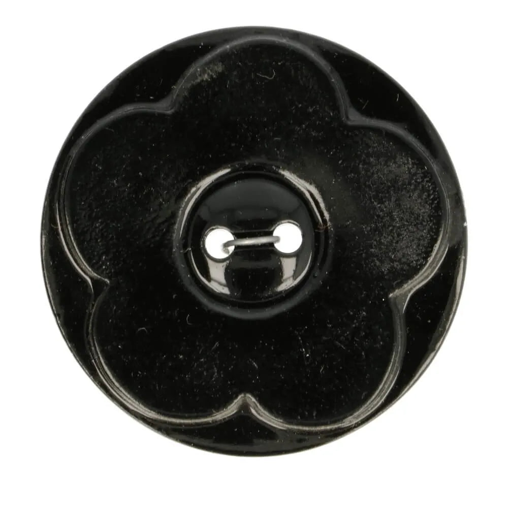 Plastic button 44 mm - silver and black