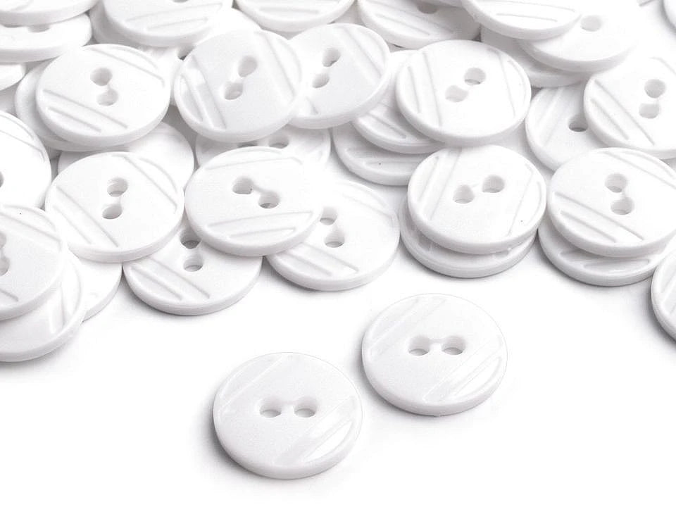 Boutons en plastique blancs de 15 mm