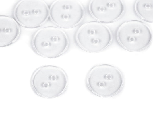 Plastic buttons 15 mm - transparent