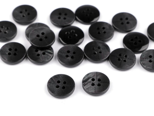 Image of plastic buttons 15 mm - black – available at Šarlotes audumi