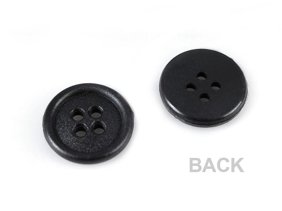 Image with plastic buttons 15 mm - black – available at Šarlote Fabrics