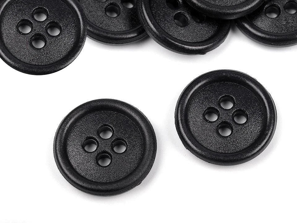 Image of plastic buttons 15 mm - black – available at Šarlotes audumi