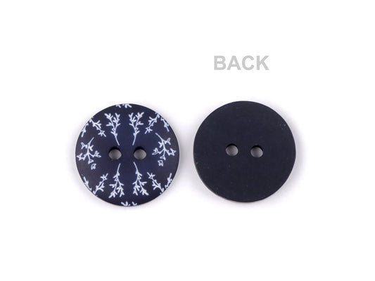 Image of plastic buttons 18 mm - blue with a sprig – available at Šarlotes audumi