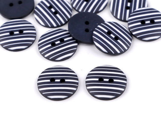 Plastic buttons 18 mm - blue striped