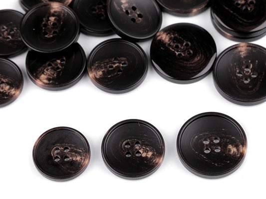 Plastic buttons 22 mm - dark brown with a beige accent