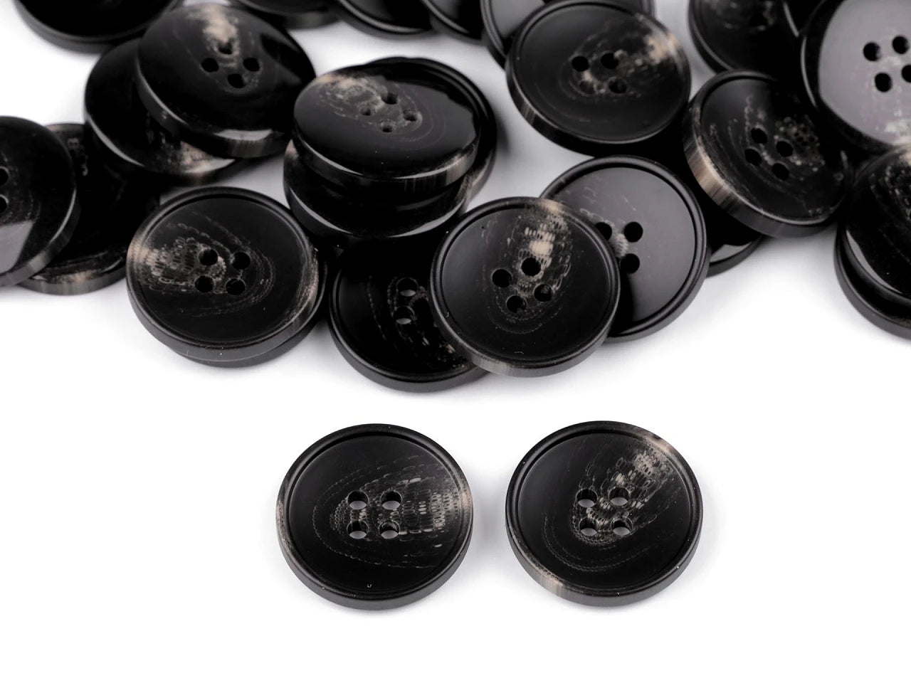 Boutons en plastique 22 mm - marron foncé avec touche beige