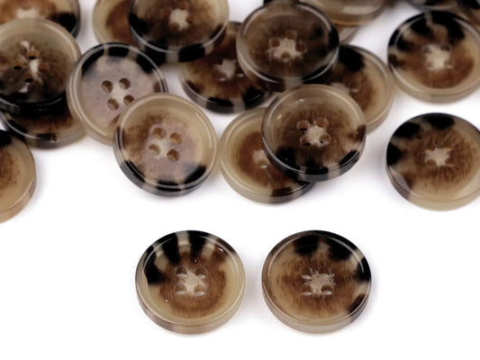 Plastic buttons 25 mm - brown motif
