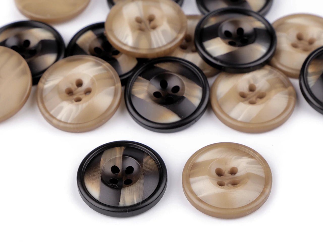 Plastic buttons 28 mm - black/cream