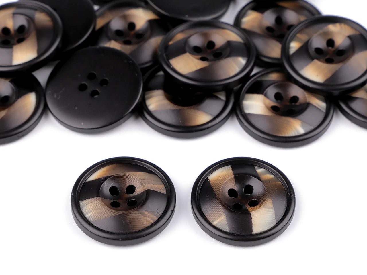 Plastic buttons 28 mm - black/cream