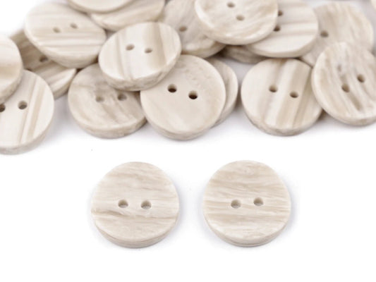 Plastmasas pogas ar 2 caurumiem | dažādi izmēri 15,5; 17,8; 20 mm