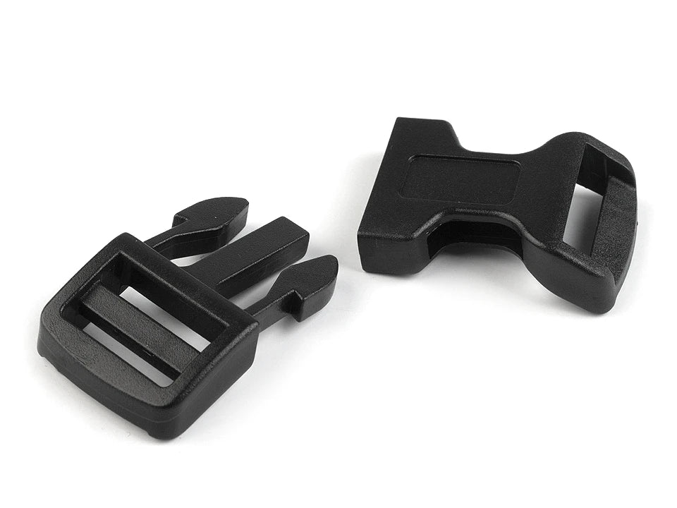 Plastic buckle - recessed 20 mm - black (5 pcs per pack)