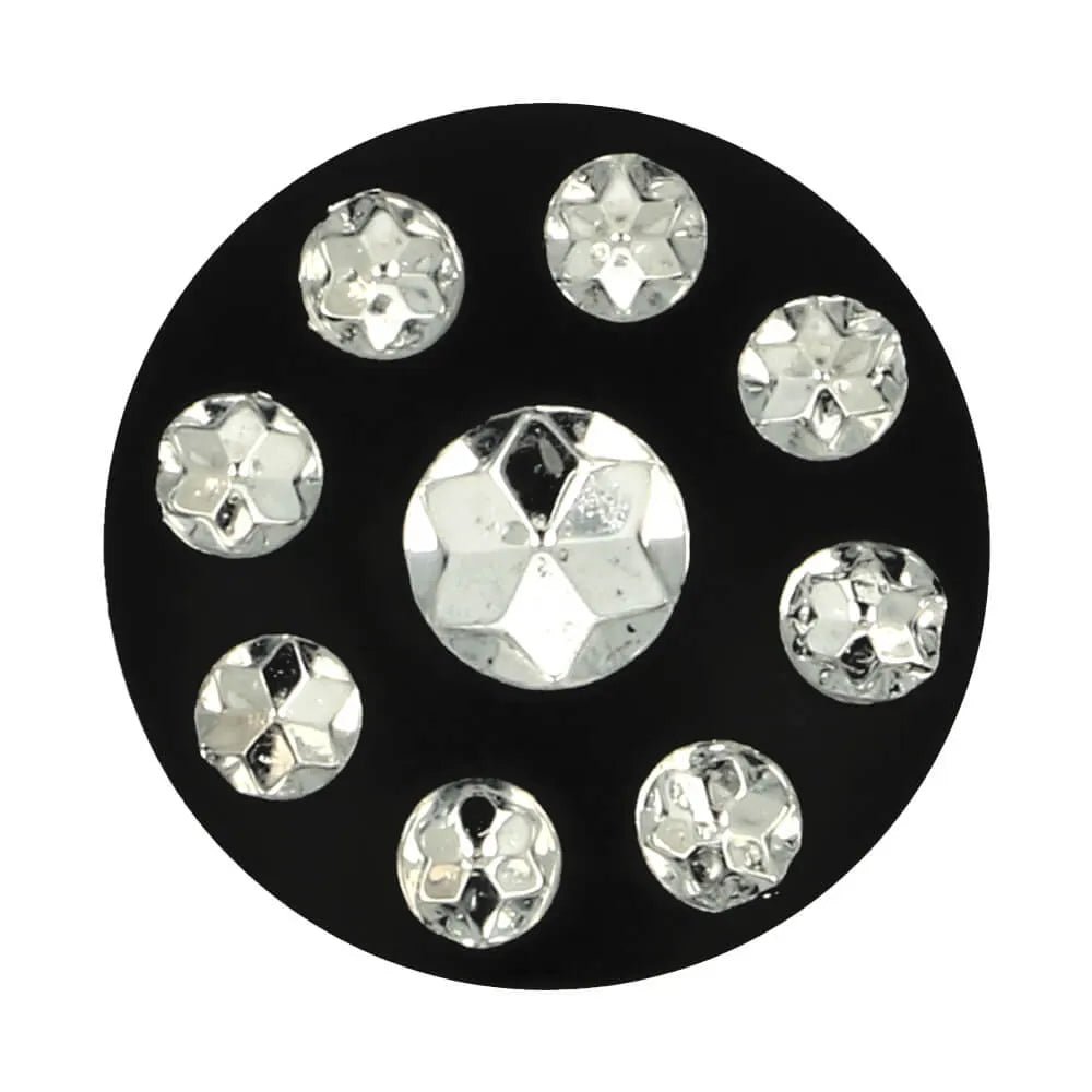 Bouton avec strass sur fond moucheté, 15 mm