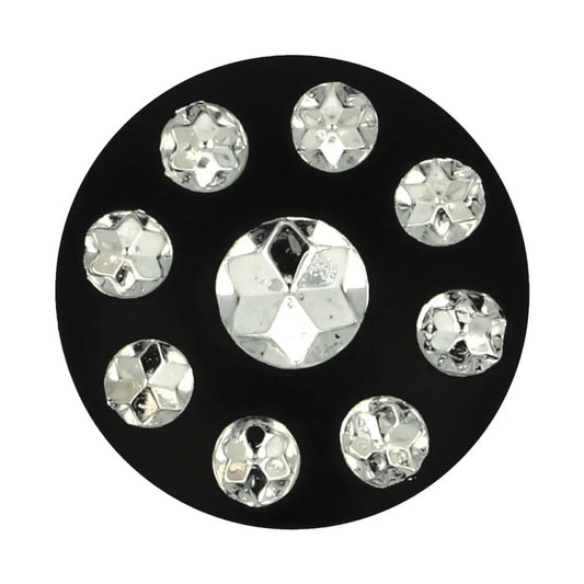 Bouton avec strass sur fond moucheté, 15 mm