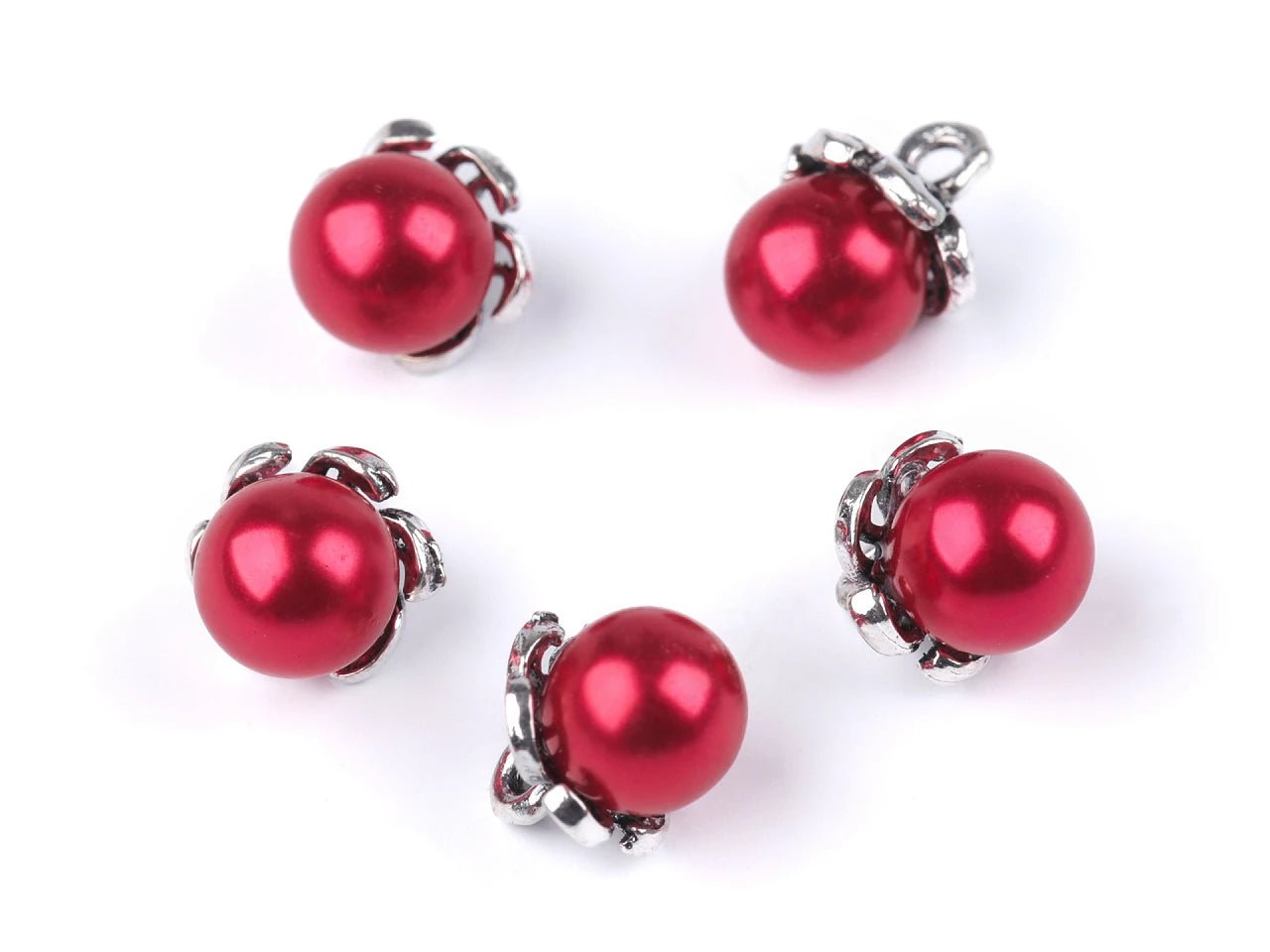 Image de boutons au fini perlé et bord métallique | Ø9 mm | teintes variées – disponible chez Šarlotes audumi