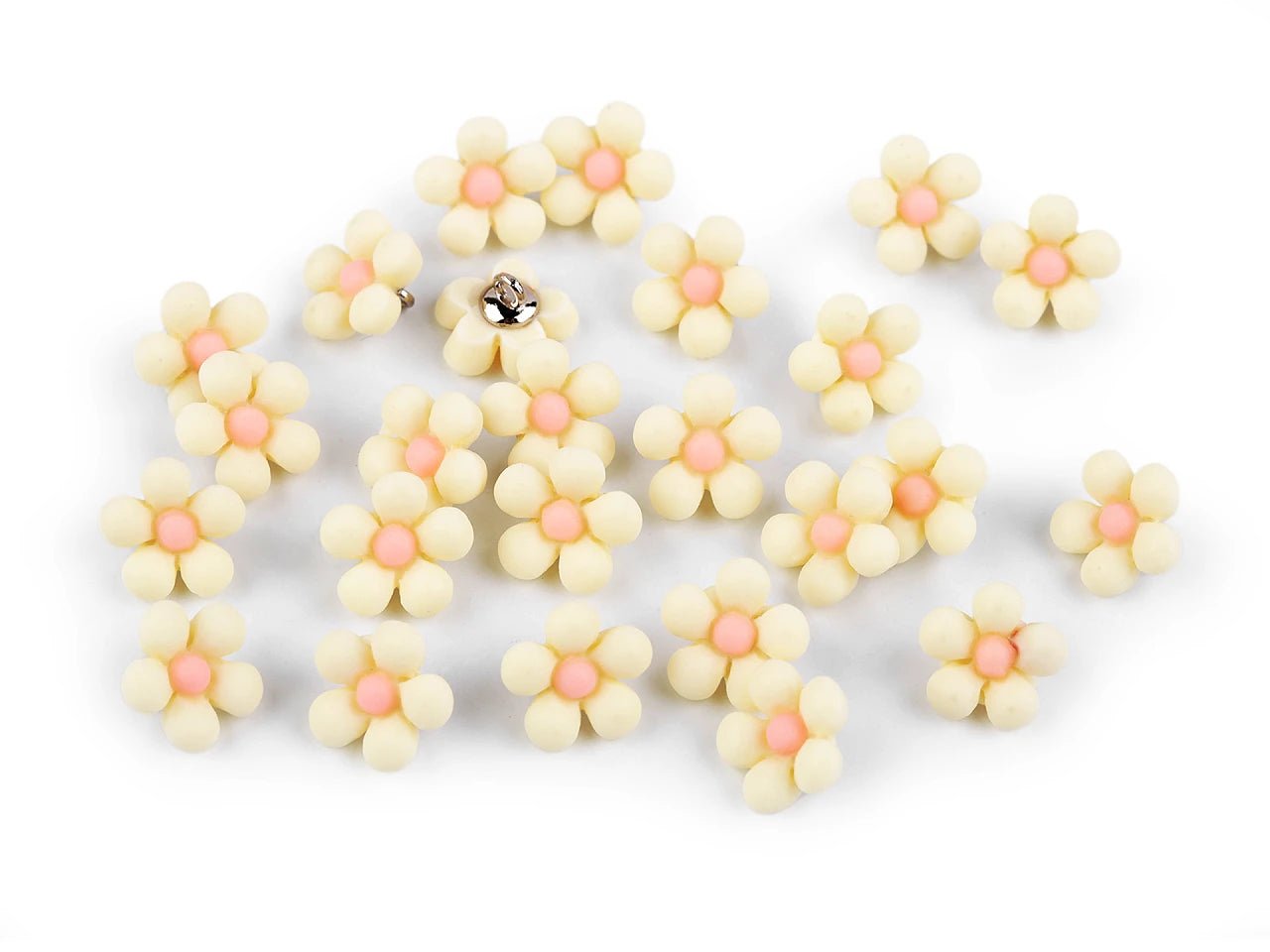 Bouton à queue 14 mm - fleur jaune