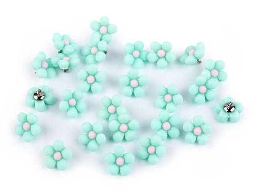 Bouton sur tige 14 mm - fleur menthe