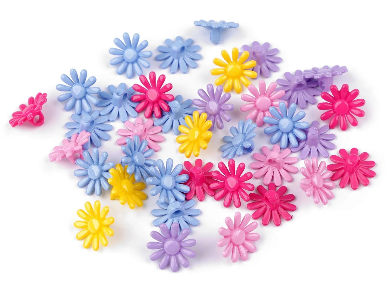 Bouton sur pied 15 mm - fleur bleu clair