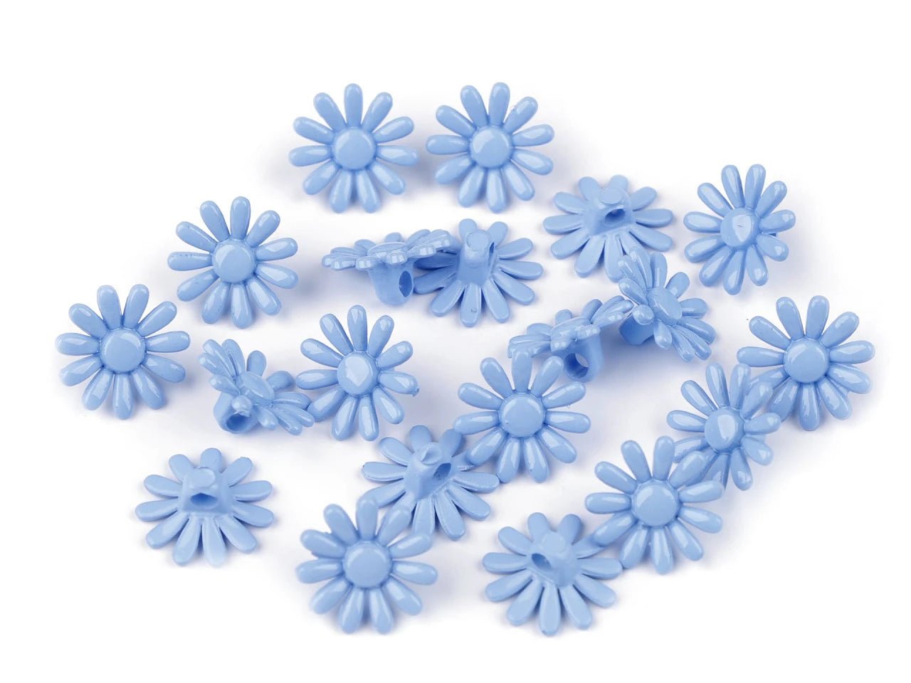 Bouton sur tige 15 mm - fleur bleu clair